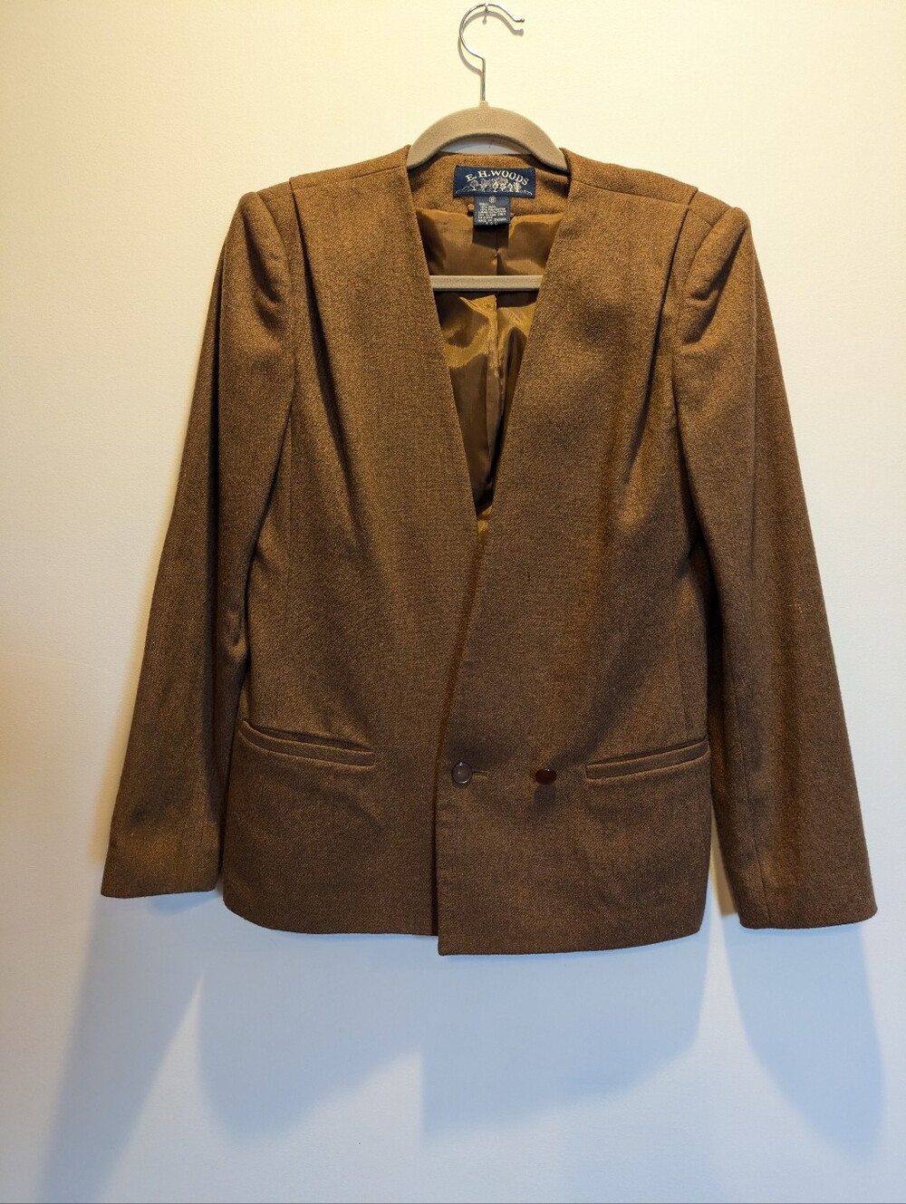 Vintage E. H. Woods Tailored Brown Women's Wool Blazer Size 8